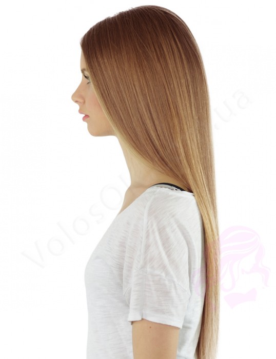 Натуральные волосы на клипсах 38 см, 7 прядей, 70 грамм, темный блонд (№27)