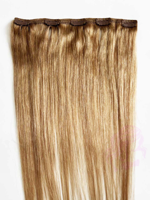 Натуральне волосся на заколках 50 см, 1 пасмо x 20 см, світло-русяве (№16)