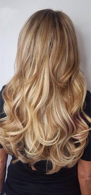 Натуральне волосся на заколках 50 см, 7 пасм, темний блонд з меліруванням (№27/613)