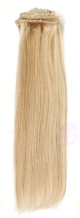 Натуральне волосся на заколках 50 см, 7 пасм, темний блонд з меліруванням (№27/613)