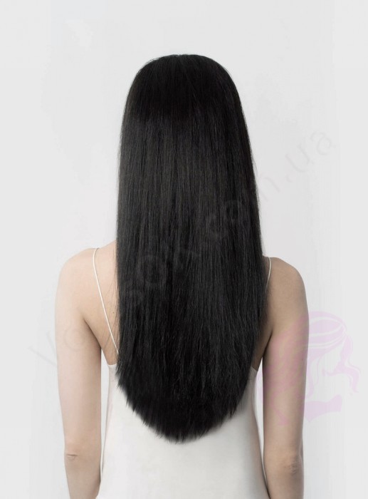 Волосся для гарячого нарощування на капсулах, 50 см, пряме, 200 пасм, чорне (01)