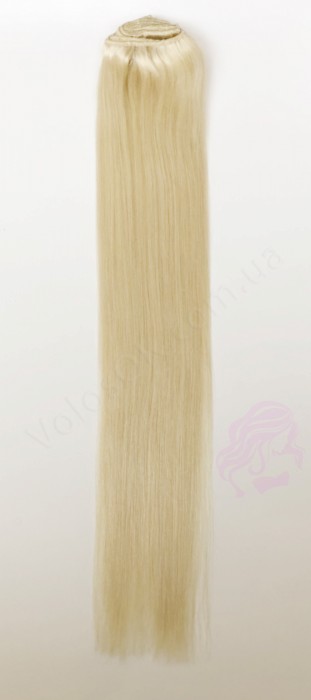 Натуральные волосы на заколках 60 см, 8 прядей, светлый блонд (№613)