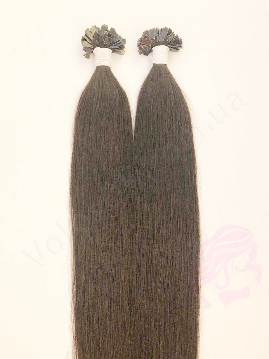 Волосы для горячего наращивания на капсулах, 55 см, прямые, 200 прядей, темно-коричневый  (02)