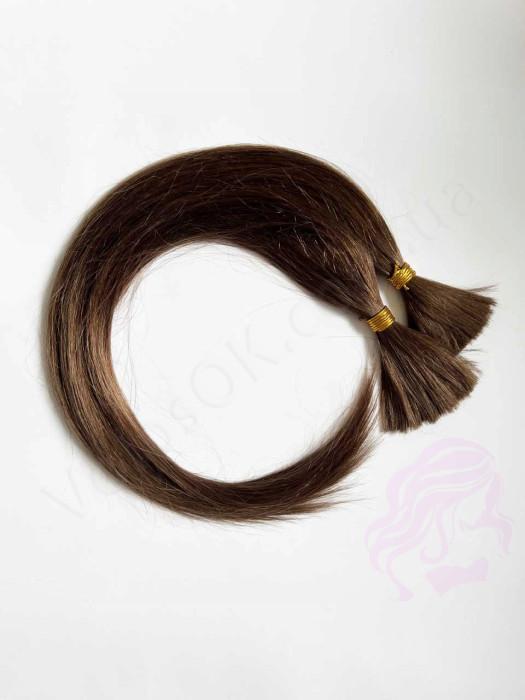 Натуральные волосы в срезе 60 см, 100 грамм, светло-коричневые (№06)