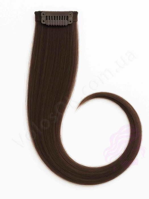 Натуральне волосся на заколках 50 см, 1 пасмо, темно-коричневе (№02)