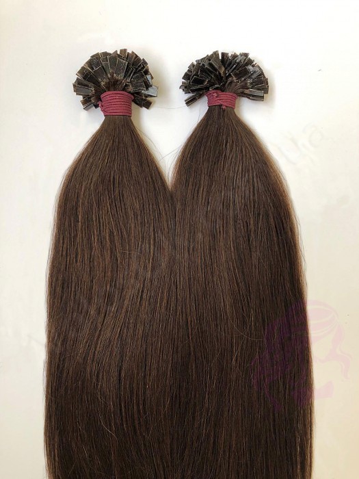 Волосы для горячего наращивания на капсулах, 50 см, прямые, 200 прядей, коричневый  (04)