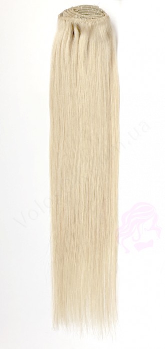 Натуральне волосся на заколках 50 см, 8 пасм, супер блонд (№60)