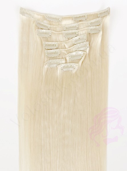 Натуральне волосся на заколках 60 см, 8 пасм, супер блонд (№60)
