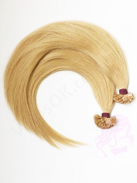Волосся для гарячого нарощування на капсулах, 50 см, пряме, 200 пасм, золотистий блонд (24)