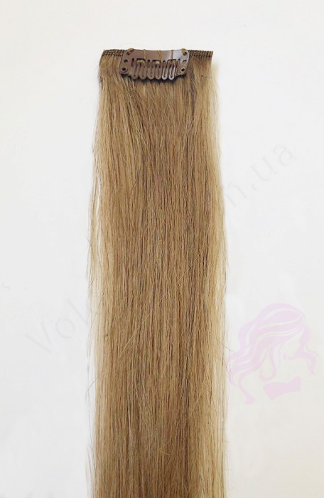 Натуральне волосся на заколках 50 см, 1 пасмо, світло-русяве (№16)