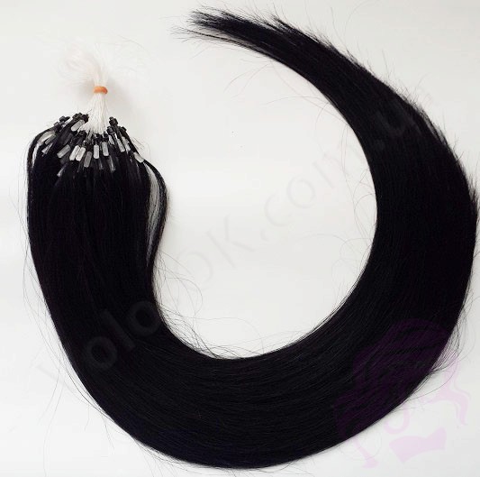Волосся для холодного нарощування на мікрокільцях, 50 см, 100 пасм, чорне (№01) Волосся для холодного нарощування на мікрокільцях, 50 см, 100 пасм, чорне (№01)