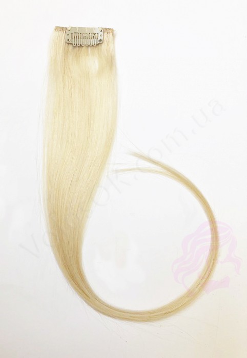 Натуральне волосся на заколках 50 см, 1 пасмо, світлий блонд (№613)