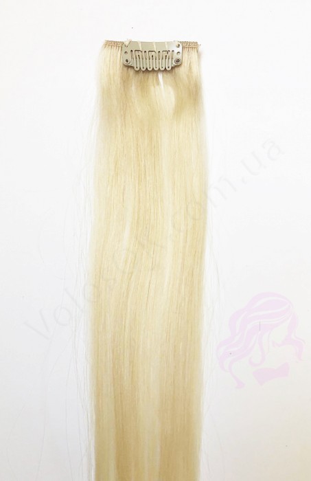 Натуральне волосся на заколках 50 см, 1 пасмо, світлий блонд (№613)