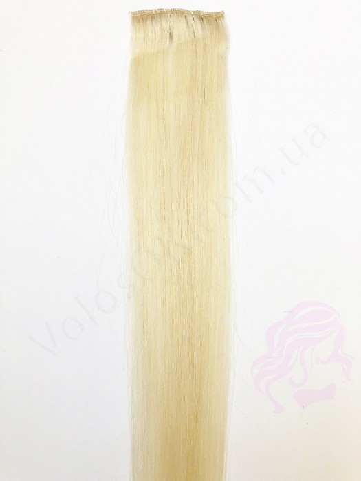 Натуральне волосся на заколках 50 см, 1 пасмо, світлий блонд (№613)
