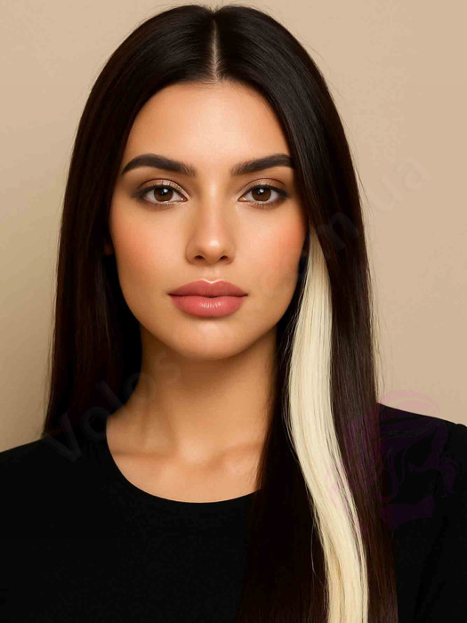 Натуральне волосся на заколках 50 см, 1 пасмо, світлий блонд (№613)