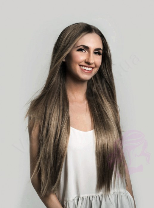 Натуральне волосся на заколках 60 см, 8 пасм, горіх (№08) Натуральне волосся на заколках 60 см, 8 пасм, горіх (№08)