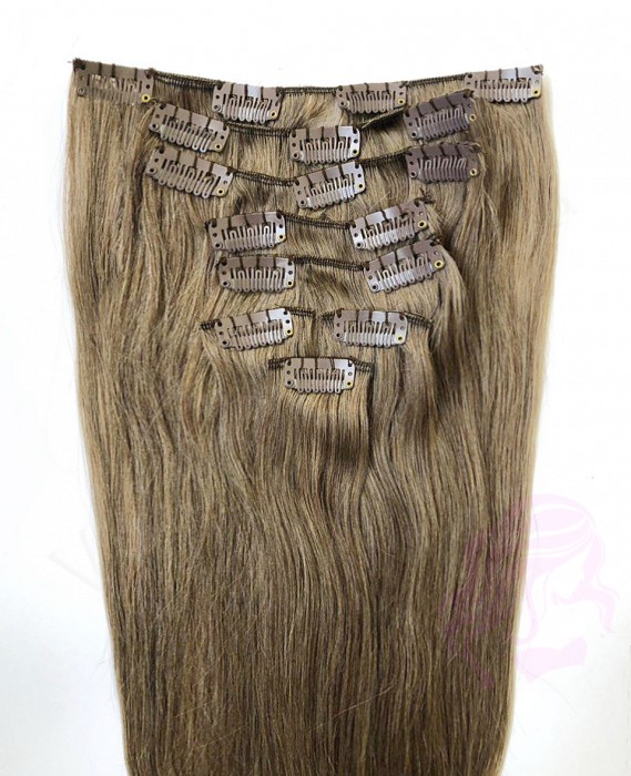 Натуральне волосся на заколках 60 см, 8 пасм, горіх (№08) Натуральне волосся на заколках 60 см, 8 пасм, горіх (№08)