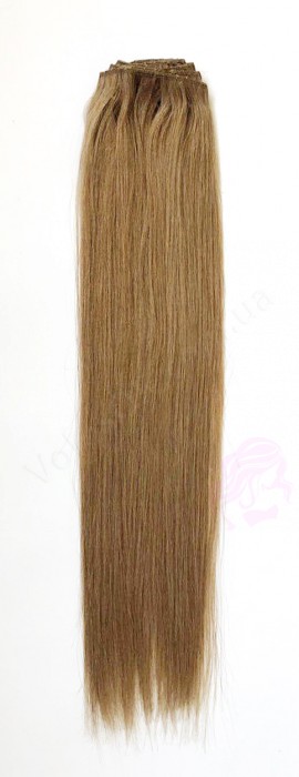 Натуральные волосы на заколках 60 см, 8 прядей, русые (№12)