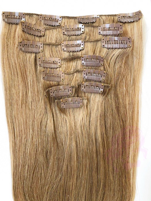 Натуральне волосся на заколках 60 см, 8 пасм, світло-русяве (№16) Натуральне волосся на заколках 60 см, 8 пасм, світло-русяве (№16)
