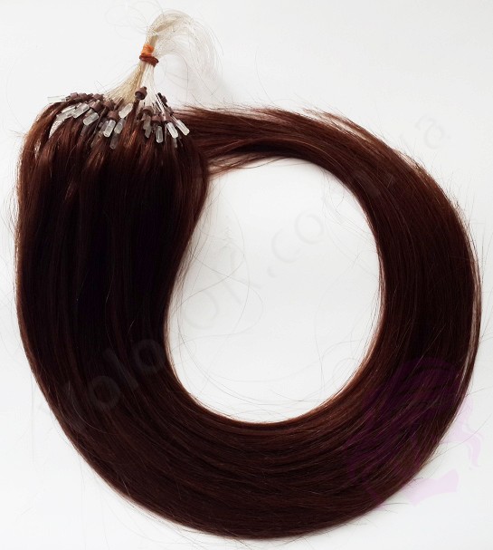 Волосы для холодного наращивания на микрокольцах, 50 см, 100 прядей, коричневые (№04)