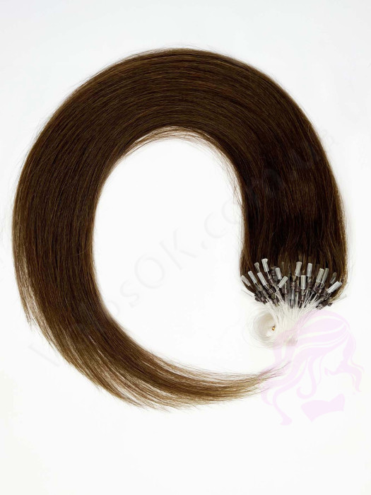 Волосы для холодного наращивания на микрокольцах, 50 см, 100 прядей, коричневые (№04)