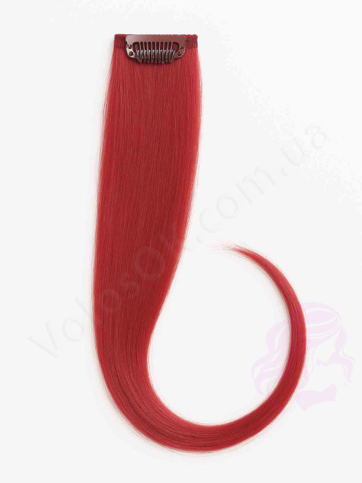 Натуральне волосся на заколках, 50 см, 1 пасмо, червоне Натуральне волосся на заколках, 50 см, 1 пасмо, червоне