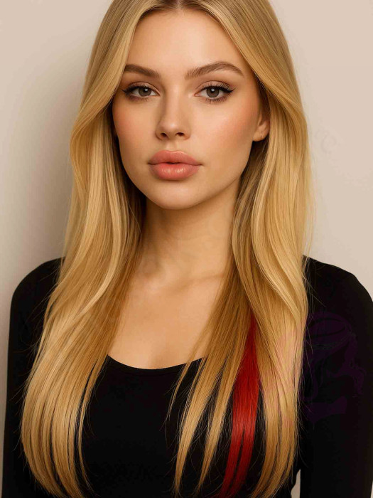 Натуральне волосся на заколках, 50 см, 1 пасмо, червоне Натуральне волосся на заколках, 50 см, 1 пасмо, червоне