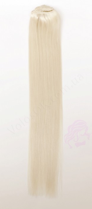 Натуральне волосся на заколках 60 см, 7 пасм, супер блонд (№60)