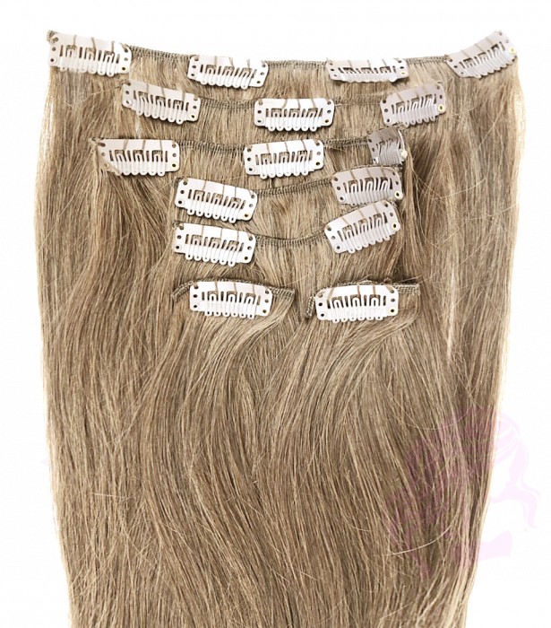Натуральные волосы на заколках 50 см, 7 прядей, светло-русые (№16) Натуральные волосы на заколках 50 см, 7 прядей, светло-русые (№16)