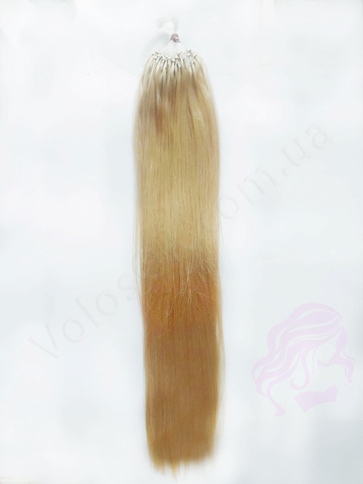 Волосы для холодного наращивания на микрокольцах, 50 см, 100 прядей, золотистый блонд (№24)