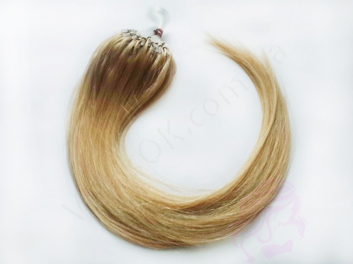 Волосы для холодного наращивания на микрокольцах, 50 см, 100 прядей, золотистый блонд (№24)