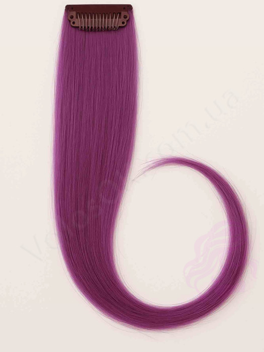 Натуральне волосся на заколках 50 см, 1 пасмо, бузкове