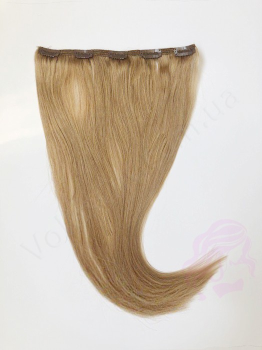 Натуральне волосся на заколках 50 см, 1 пасмо x 20 см, темний блонд (№27)