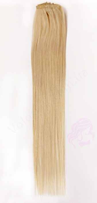 Натуральне волосся на заколках 50 см, 7 пасм, золотистий блонд (№24) Натуральне волосся на заколках 50 см, 7 пасм, золотистий блонд (№24)