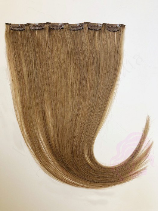 Натуральне волосся на заколках 50 см, 6 пасм, русяве (№12) Натуральне волосся на заколках 50 см, 6 пасм, русяве (№12)
