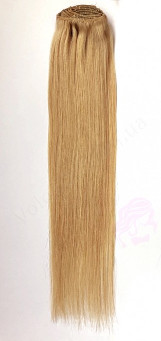 Натуральне волосся на заколках 50 см, 7 пасм, темний блонд (№27)