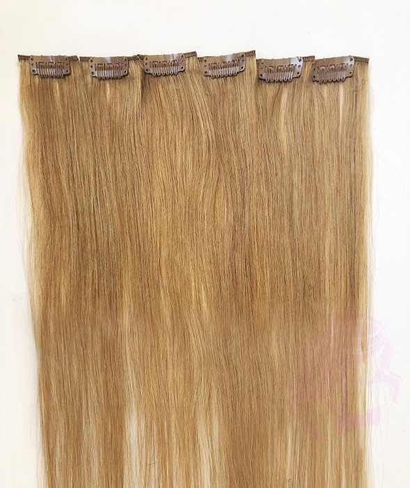 Натуральне волосся на заколках 50 см, 6 пасм, світло-русяве (№16) Натуральне волосся на заколках 50 см, 6 пасм, світло-русяве (№16)