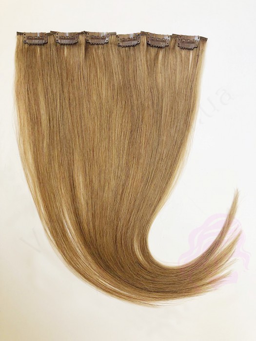 Натуральне волосся на заколках 50 см, 6 пасм, світло-русяве (№16) Натуральне волосся на заколках 50 см, 6 пасм, світло-русяве (№16)
