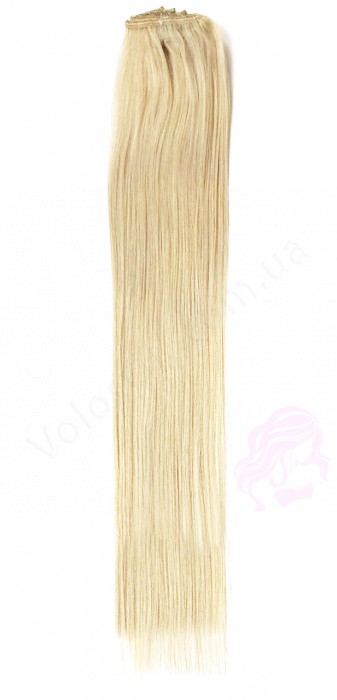 Натуральные волосы на заколках 50 см, 7 прядей, светлый блонд (№613)