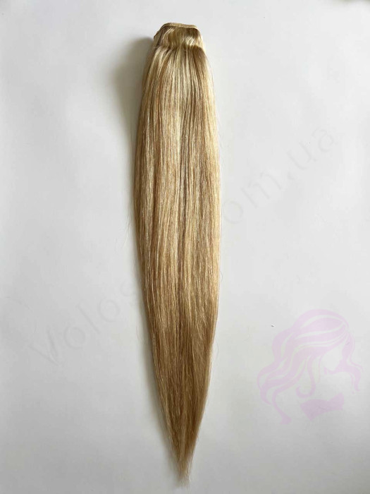 Накладний хвіст з натурального волосся, 50 см, 100г, світло-русяве з меліруванням №18/613