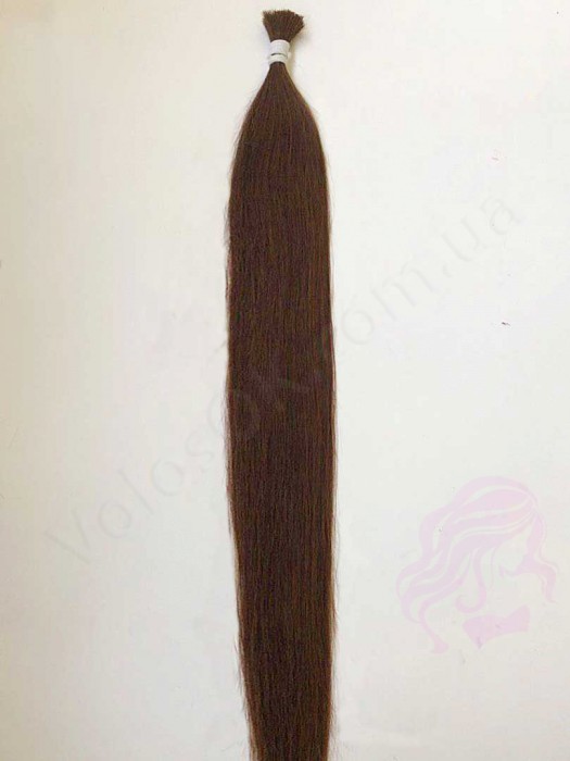 Волосся для нарощування в зрізі 60 см, 50 грам, темно-коричневе №02