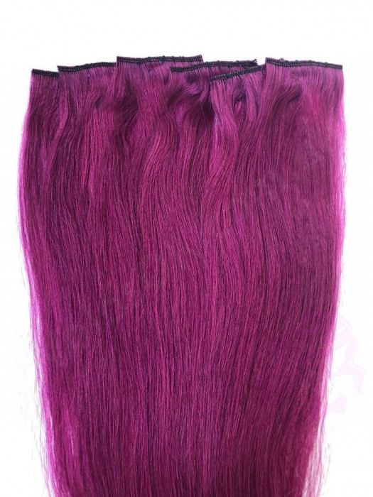 Натуральне волосся на заколках 50 см, 6 пасм, лілове
