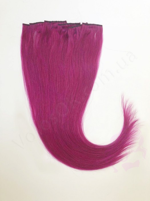 Натуральне волосся на заколках 50 см, 6 пасм, лілове