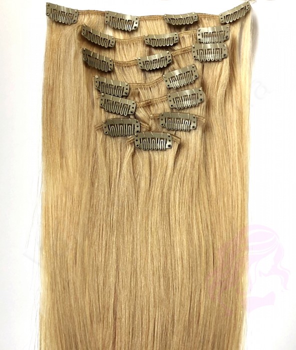 Натуральне волосся на заколках 50 см, 8 пасм, темний блонд (№27) Натуральне волосся на заколках 50 см, 8 пасм, темний блонд (№27)