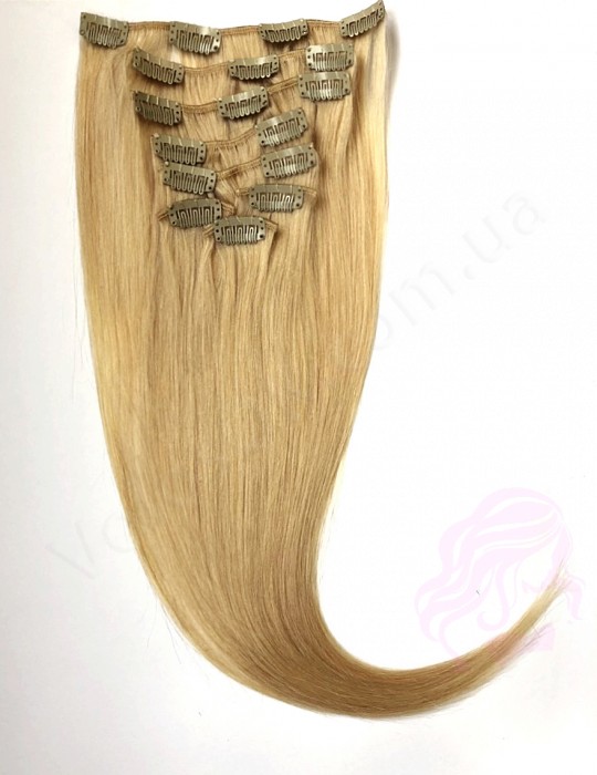 Натуральне волосся на заколках 50 см, 8 пасм, темний блонд (№27) Натуральне волосся на заколках 50 см, 8 пасм, темний блонд (№27)