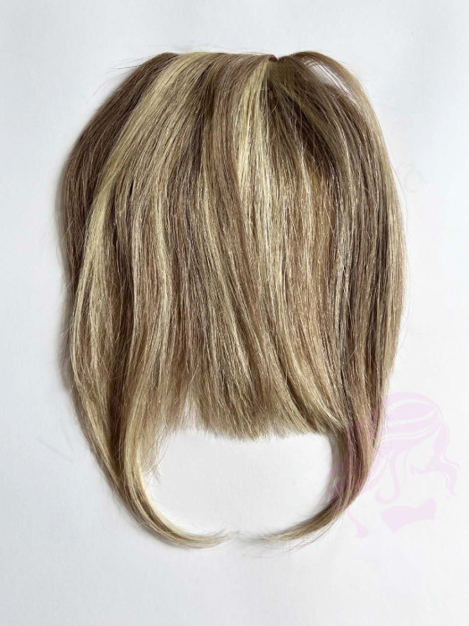 Накладний чубчик з натурального волосся, лісовий горіх з меліруванням (№08/613).