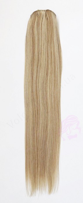 Натуральне волосся на заколках 50 см, 8 пасм, темний блонд з меліруванням (№27/613)