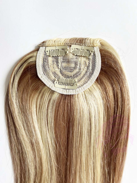 Накладний чубчик з натурального волосся, русявий з меліруванням №12/613.