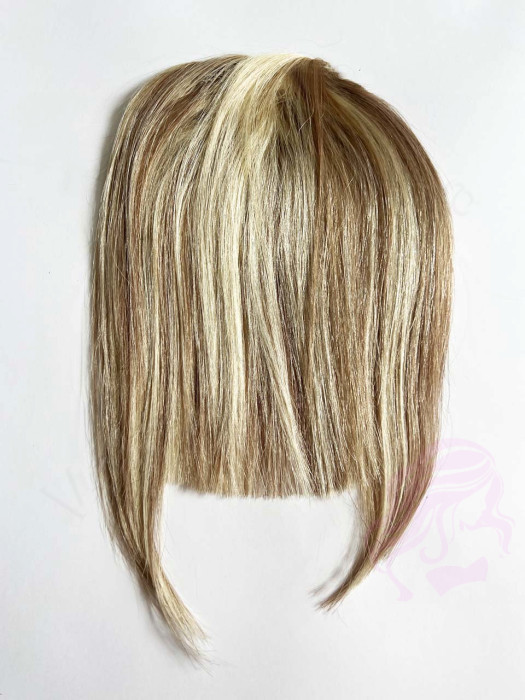 Накладний чубчик з натурального волосся, русявий з меліруванням №12/613.