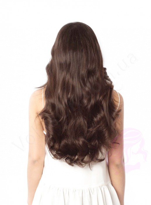 Волосы для холодного наращивания на микрокольцах, 50 см, 200 прядей, темно-коричневые (№02)